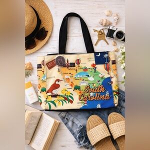 Robin Ruth South Carolina Tote Bag Canvas Travel Souvenir Zip Top